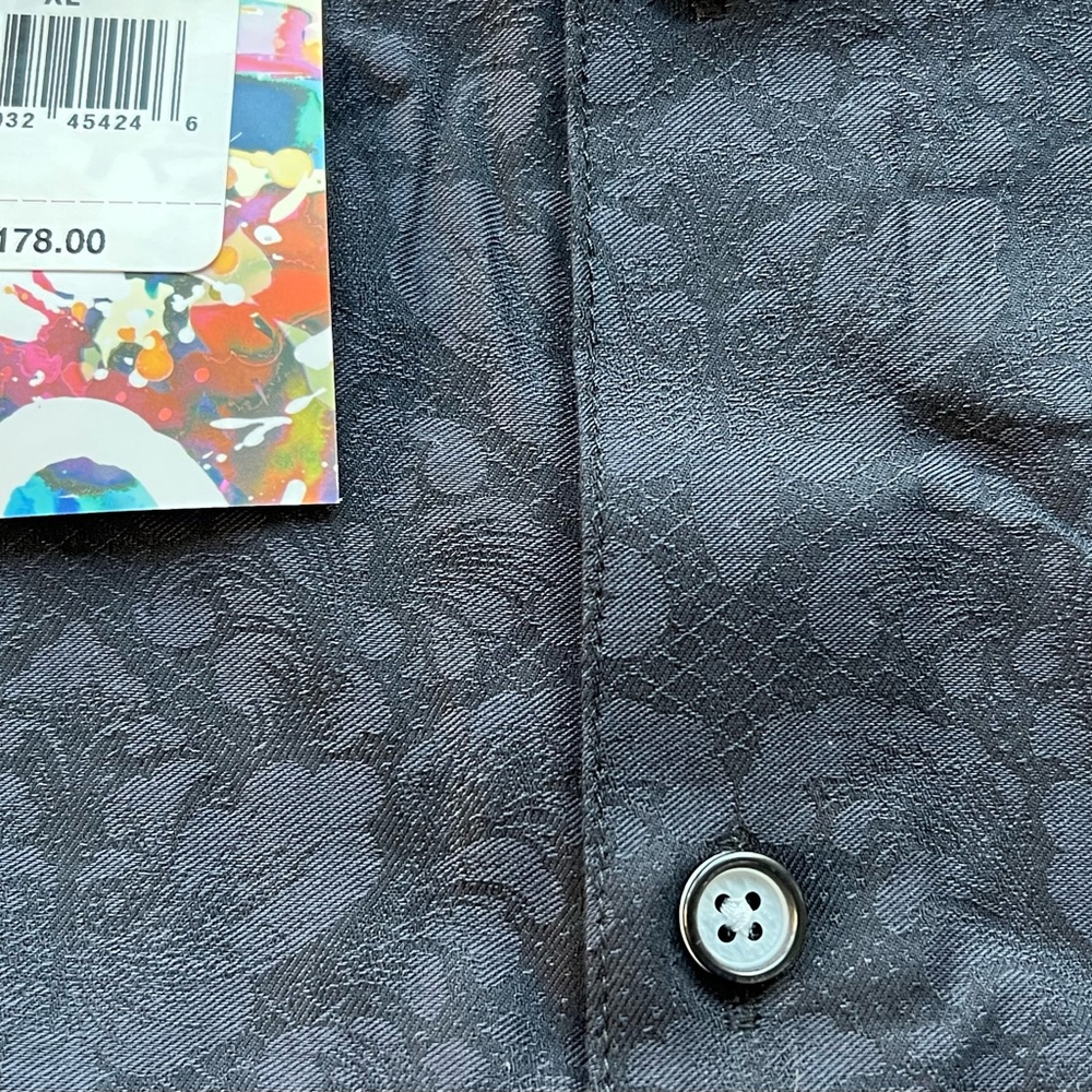 Robert Graham Mens Shirt Bayview XL Black Short Sleeve Printed Classic NWT $178 - Picture 2 of 5